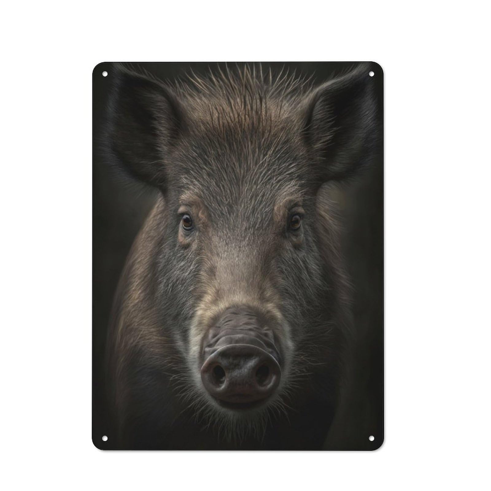 Junmoney Wild Boar Portrait Retro-Style Tin Sign 40X30cm For Living Room Or Hallway, For Home Wall Decor Collectors Refreshing A Room In Autumn