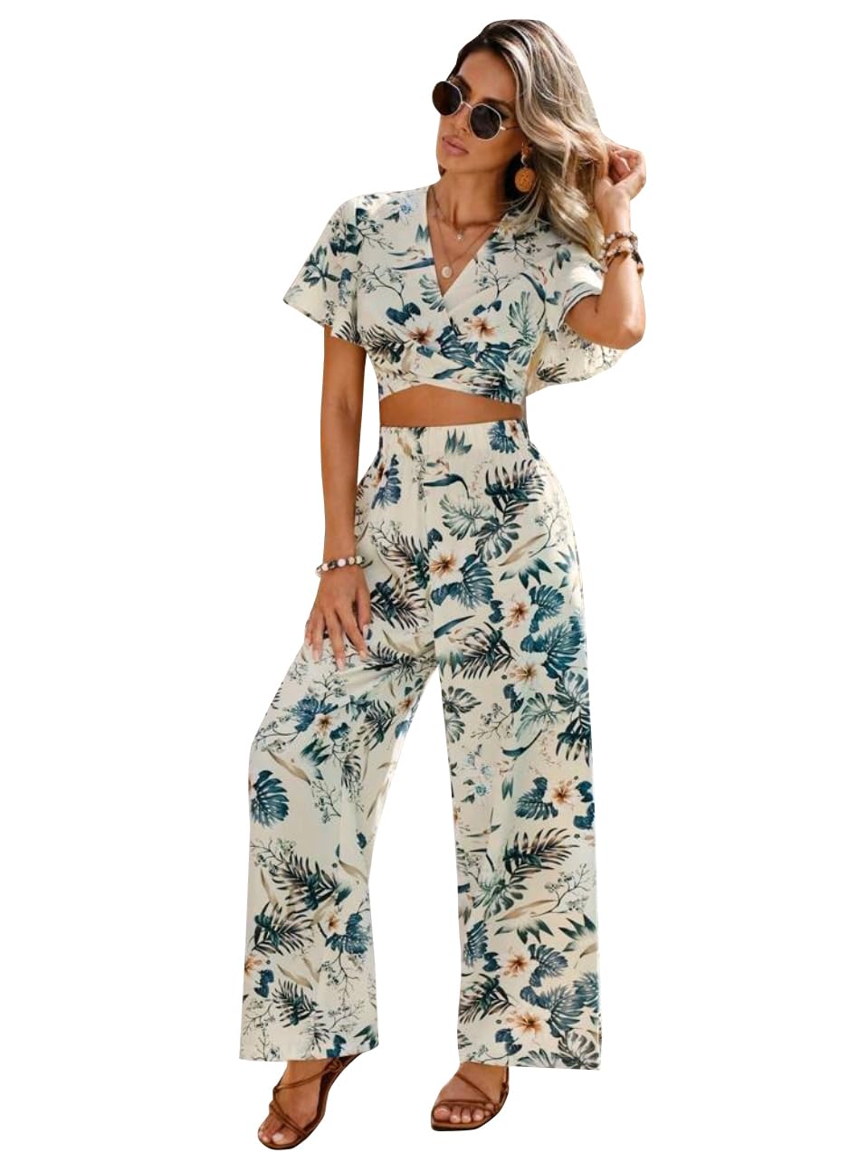 Stylish Beachwear Cream Co-ord Set – Top and Pant for Women | Indiglam Styles