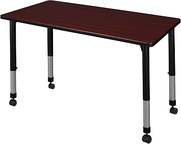 Regency Kee 42 x 24 in. Height Adjustable Mobile Classroom Activity Table- Mahogany