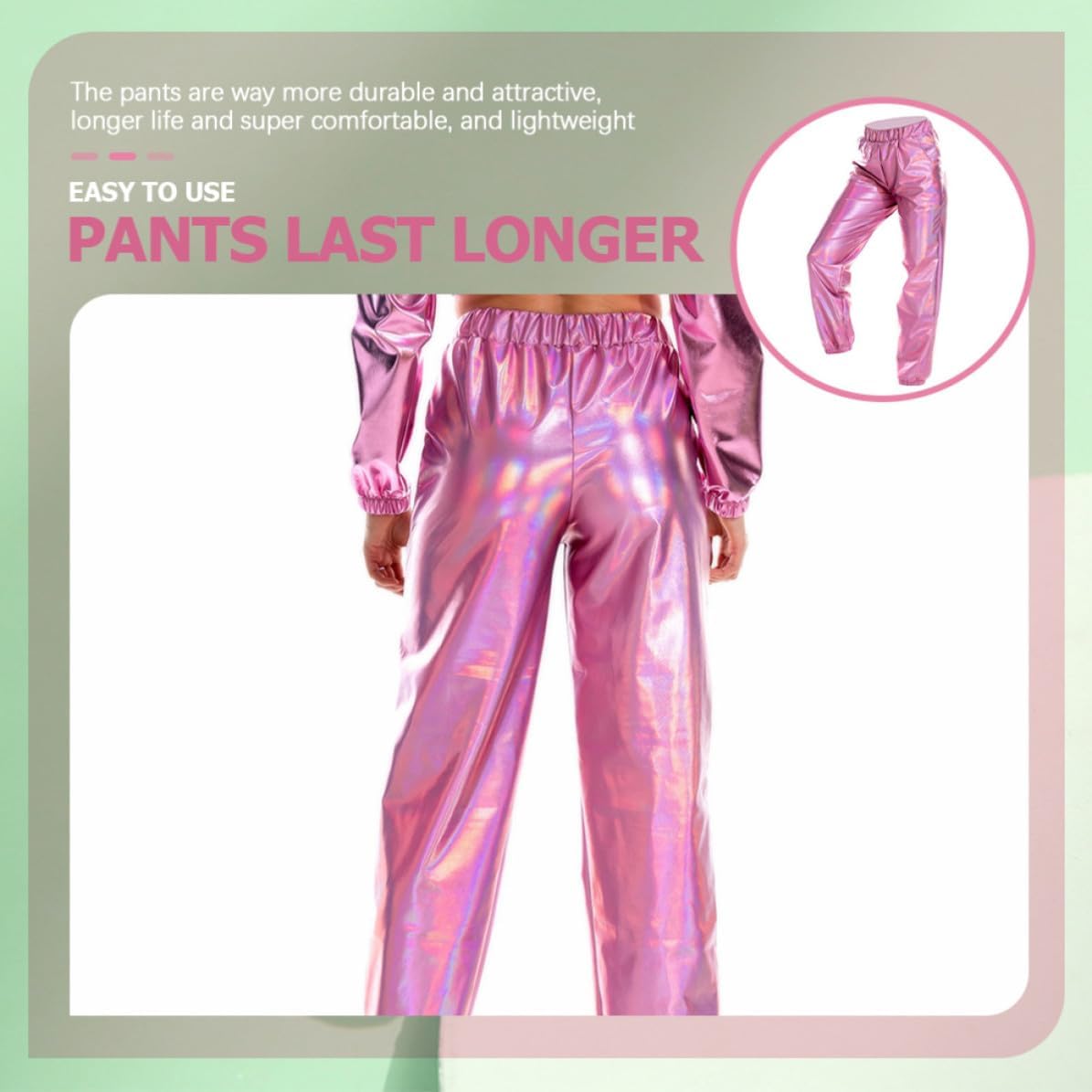 High Waist Hip Hop Pants for Women, Pink Breathable Polyester Spandex Long Trousers with Stretchy Sturdy Design, Casual Rave Pants for Travel and Beach Festival Wear