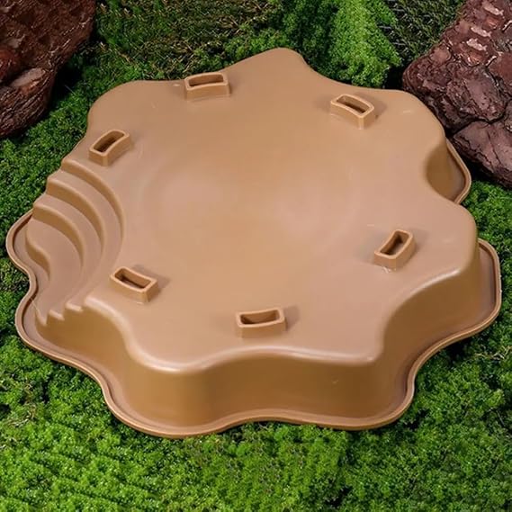 Extra Large Reptile Bathing Pool Reptile Feeding Dish Water Bowl with Ramp Aquarium Ornament for Gecko, Snake, Turtle, Bearded Dragon, Lizard Bath (White)