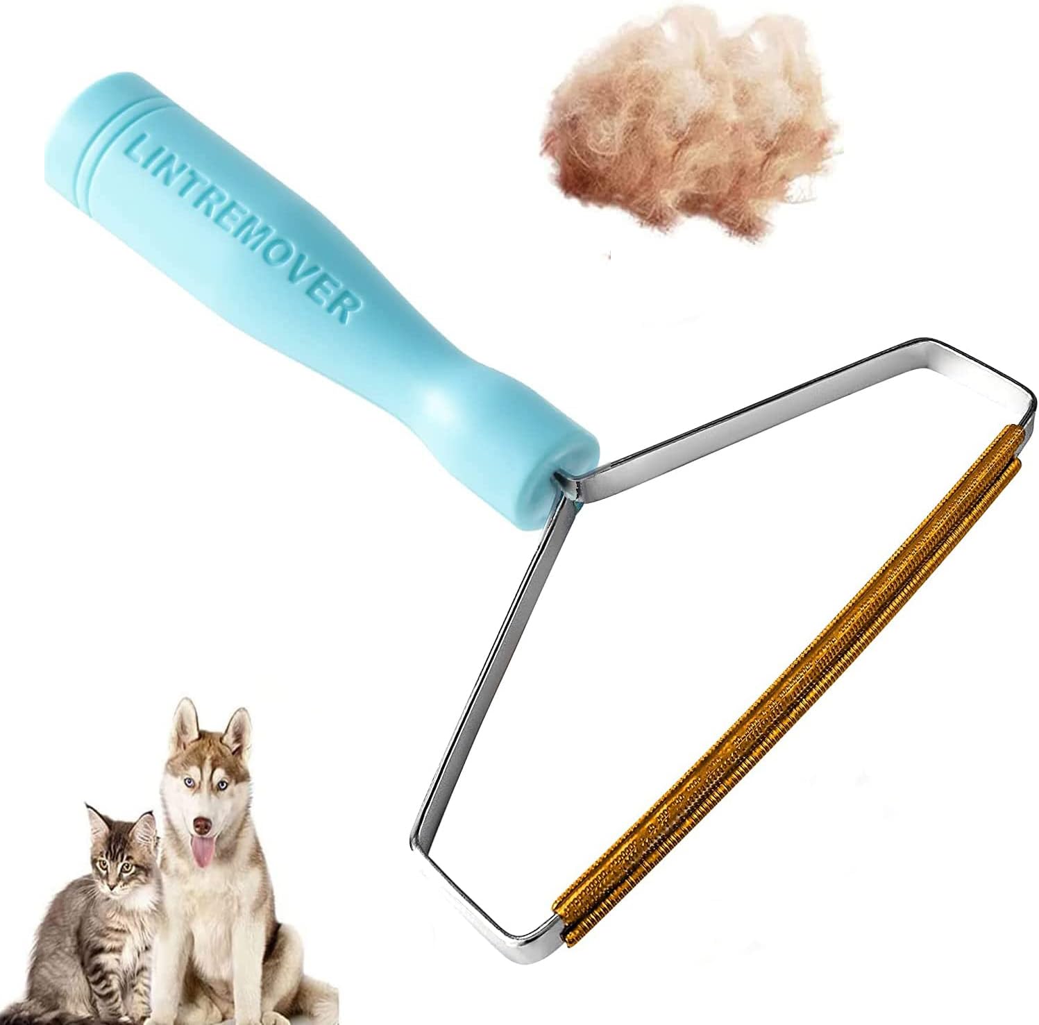 Lint Remover,wcjjgm Pet Hair Remover Pro,Carpet Lint Scraper and Carpet Rake,Cat Dog Hair Remover Fur Removing Tool for Rugs,Couch&Pet Towers,Furniture and Clothes,Gets Every Hair!(1PCS-Blue)