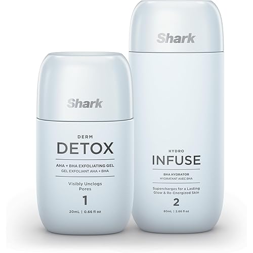 Shark FacialPro Glow Replenishment Kit, Derm Detox AHA + BHA Exfoliating Gel & Hydro Infuse BHA Hydrator, Spa-Level Exfoliation & Hydration, Compatible with FacialPro Glow System, XSKFH3