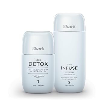 Shark FacialPro Glow Replenishment Kit, Derm Detox AHA + BHA Exfoliating Gel & Hydro Infuse BHA Hydrator, Spa-Level Exfoliation & Hydration, Compatible with FacialPro Glow System, XSKFH3