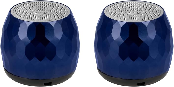 Fashionit U Speakers Micro Bluetooth Computer Speaker 2-Pack Bundle with Matching Speaker, Built-In Mic & Selfie Remote Control, for Workspace, Desktop, Laptop, Mobile, Tablet, PC - Glam Midnight Blue