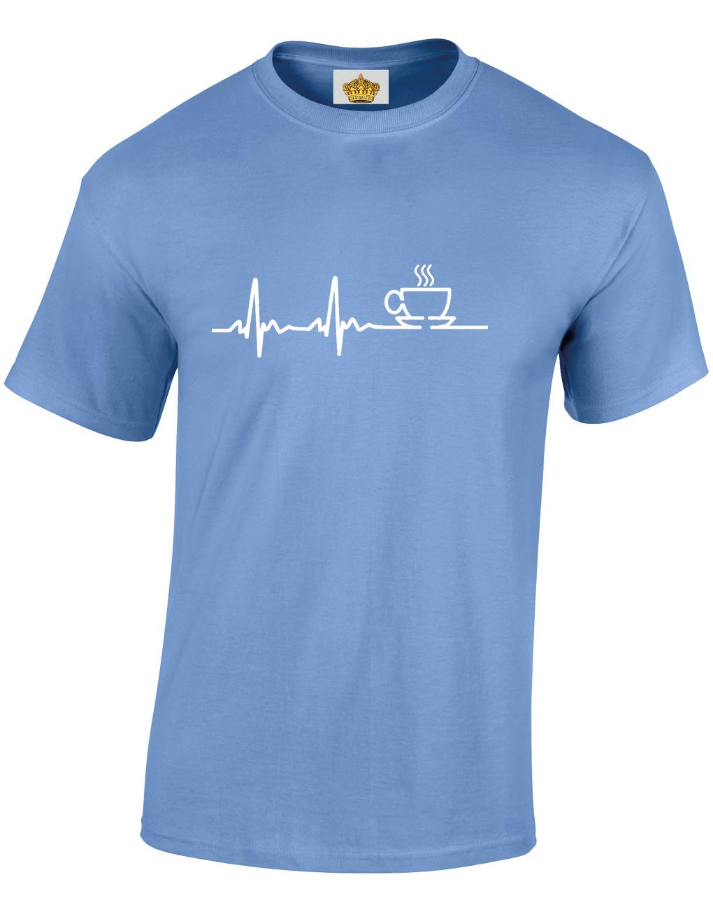 Crown Designs Coffee ECG Novelty Gift for Men & Teenagers T-Shirts Tops (Carolina Blue/Large)