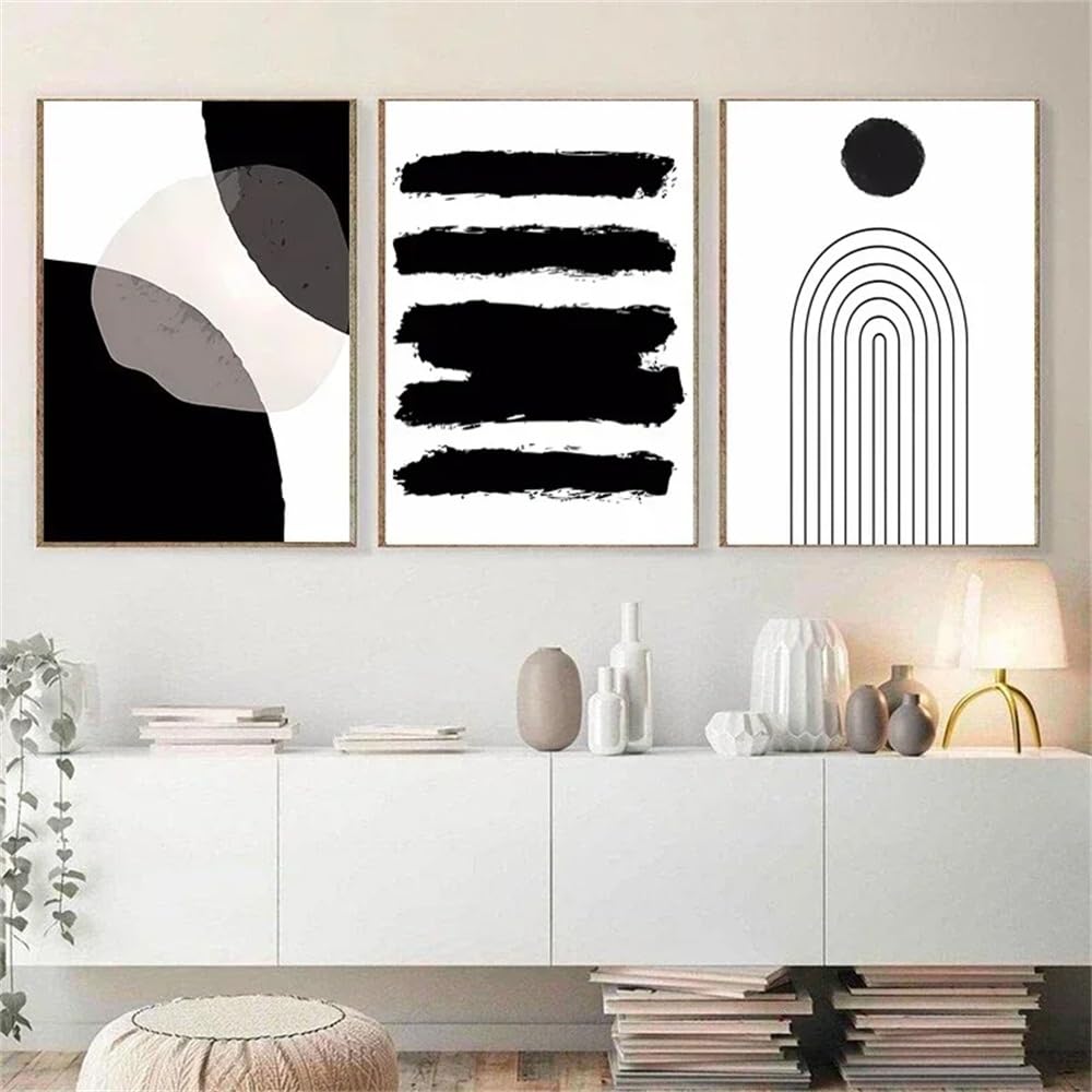 WUHBCZ Canvas Paints-Abstract Bohemian Wall Art Poster Boho Black Canvas Paintings Nordic Picture Artwork for Living Office Painting Room Decoration-60 * 80cm/3PCS (No Frame)