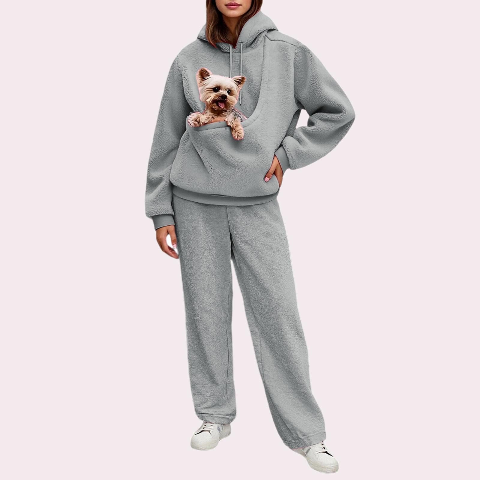 Lässiger Damen Trainingsanzug Zweiteiliges Outfit mit Tasche für Alltag Abenteuer