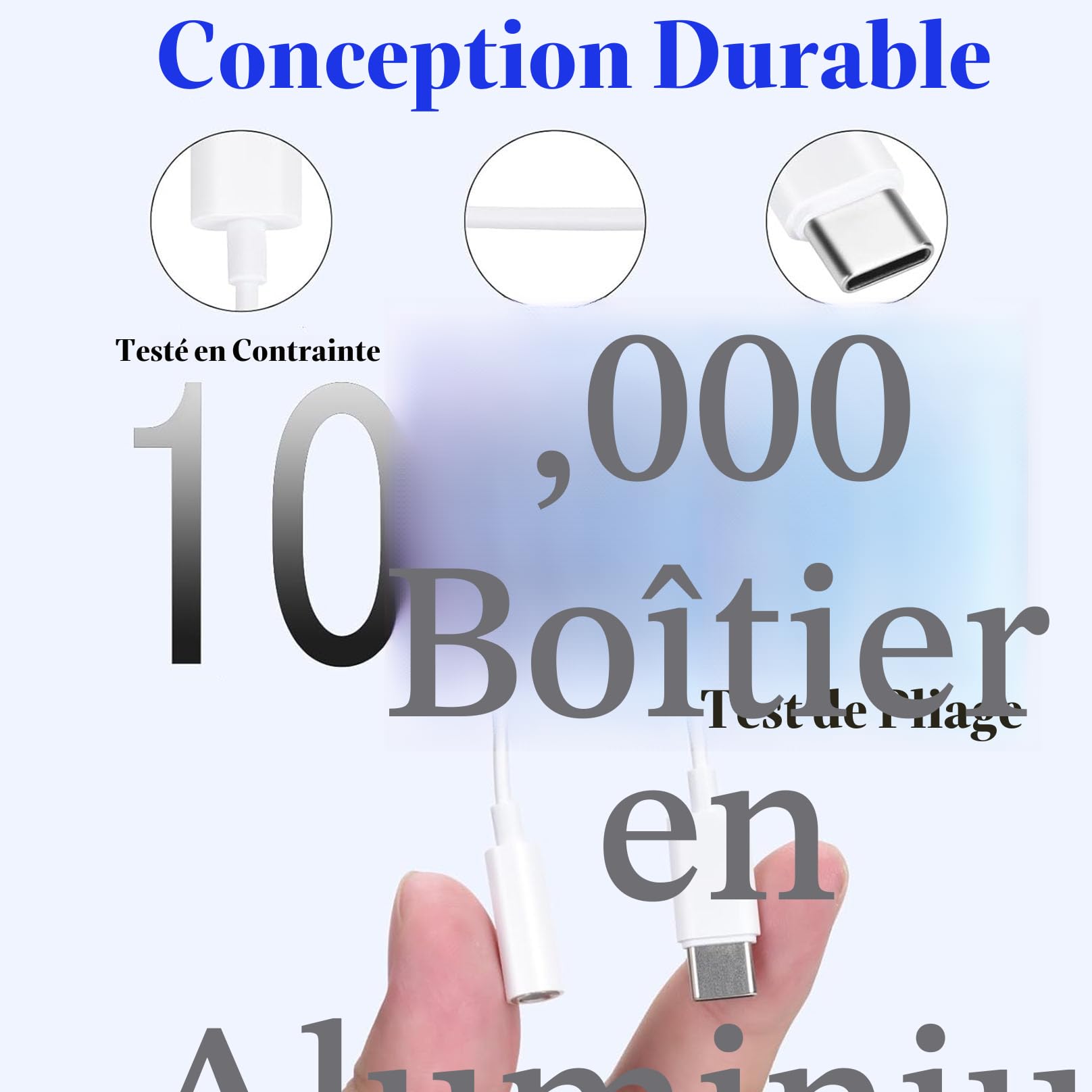 Apple MFi - Adaptateur USB-C vers prise 3,5 mm pour iPhone 16/15/15 Pro/Pro Max/Plus, câble type C pour Samsung Galaxy S23/S22/S21 Ultra, MacBook, Note (blanc)