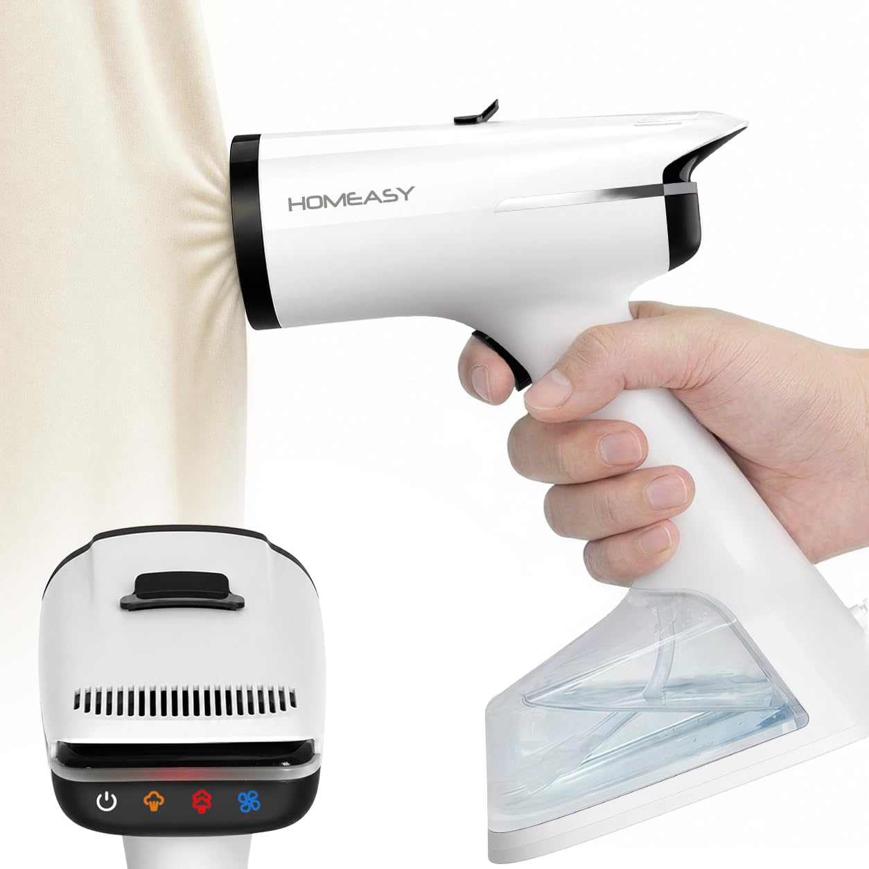 HOMEASY Dampfglätter mit Saugfunktion für Kleidung 6000Pa Vakuum Technologie 25s Schnellaufheizung 2 Dampfstufen 270ml Wassertank Handdampfglätter für Zuhause Reisen Hemden Anzüge