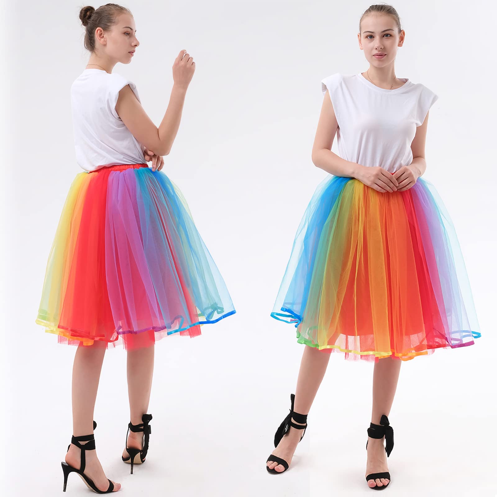 Faldas para Mujer de tutú de Tul - Faldas de tutú de Arco Iris con Correa para Adultos Adolescentes para Fiestas, Fiestas de cumpleaños, Disfraces de Halloween
