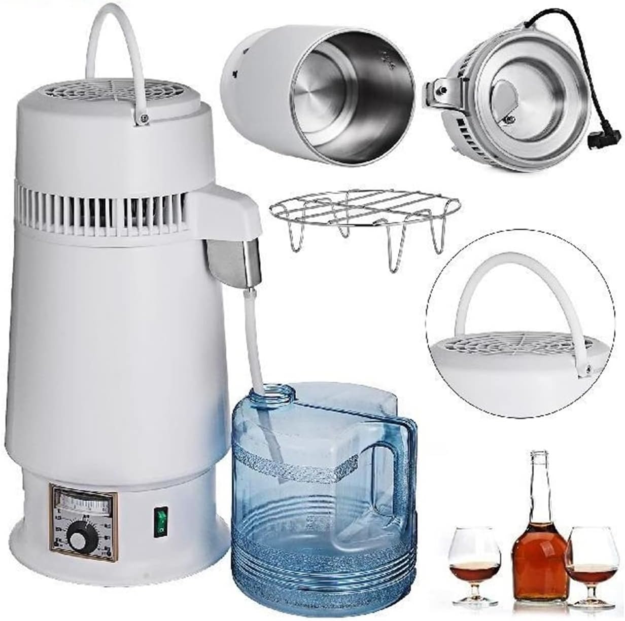 4L Water Bottle Filter Distiller Purifier Portable Tabletop Machine Stainless Steel Adjustable Temperature For Labs Homes