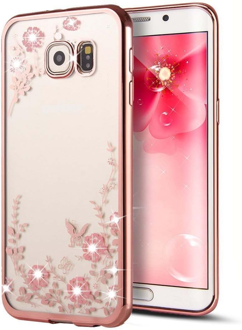 for Samsung Galaxy S7 Edge Case,Rose Gold and Pink TPU Plating Clear Shiny Cover Series for Samsung Galaxy S7 Edge