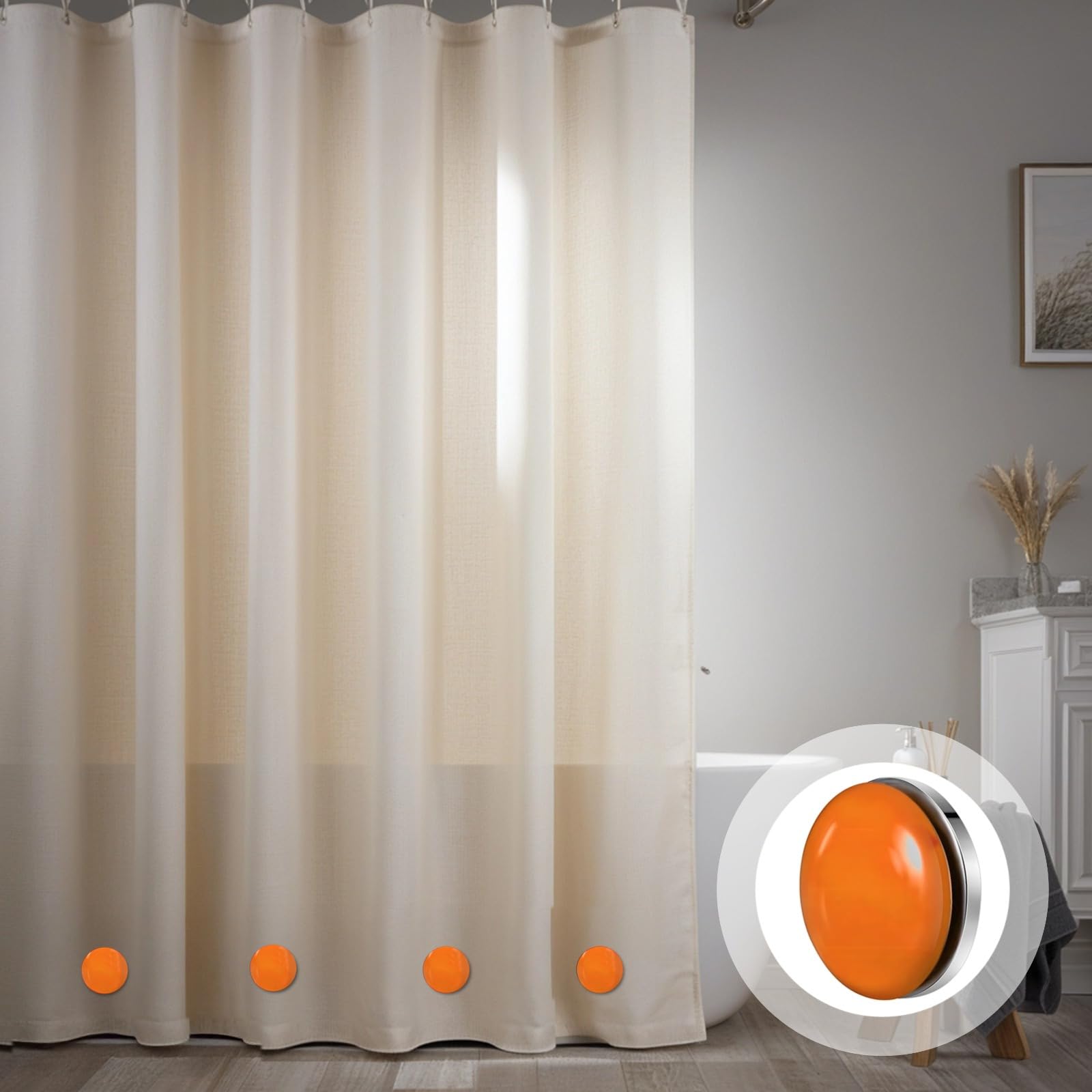 Cortina de ducha magnética de 24 piezas, 1.6 pulgadas de diámetro, diseño adhesivo fácil de instalar, perfecto para cortinas y manteles