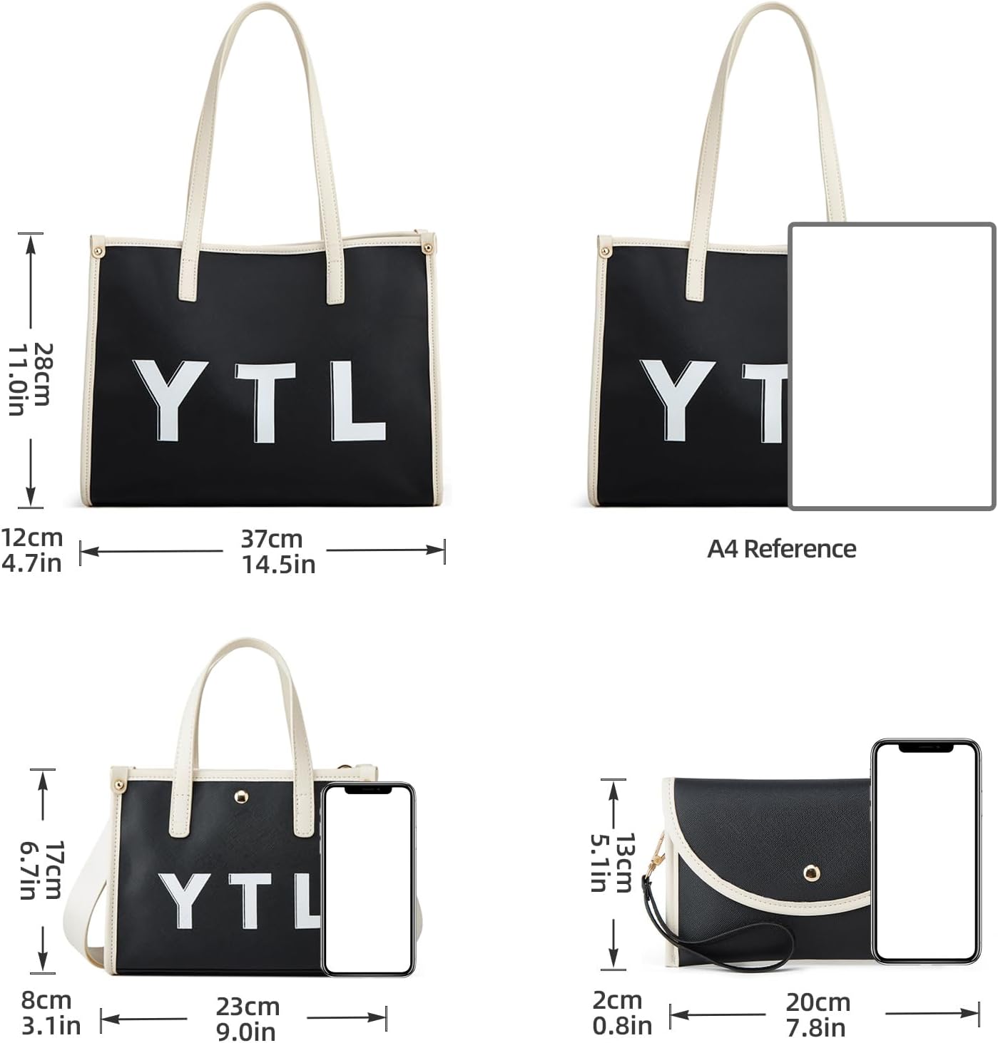 Women Fashion Handbag Wallet Tote Bag Shoulder Bag Top Handle Satchel Purse Set