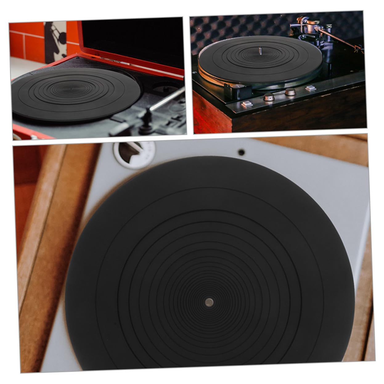 POPETPOP 2 piezas Alfombrilla Antiestrés de Silicona para Tocadiscos Unidades de Antideslizante y Antiestática Protección para Discos de Vinilo y Estabilidad Reproductores de Vinilos