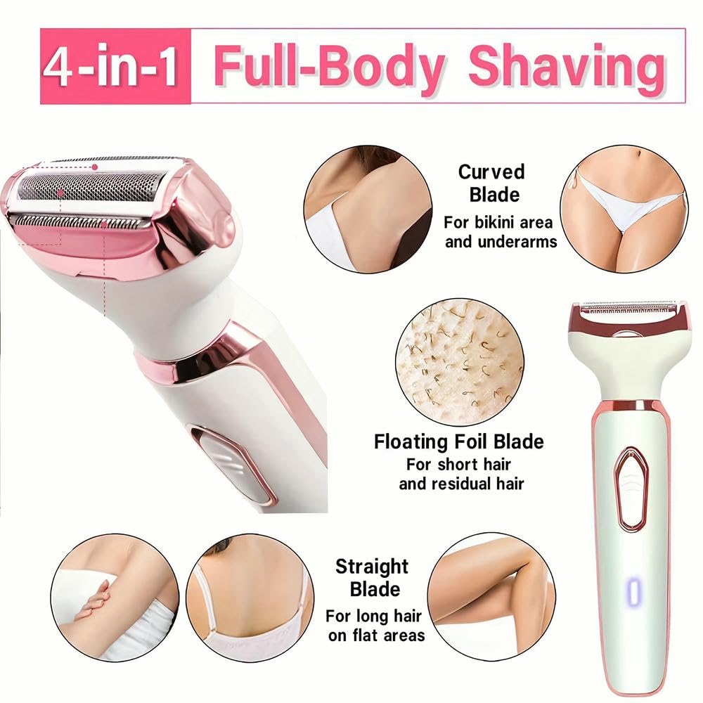 Afeitadora eléctrica SYJYM para Mujer, 4 en 1, para depilación Facial, afeitadora Facial, Recortadora de Vello púbico, afeitadora de Bikini, afeitadoras para Mujer