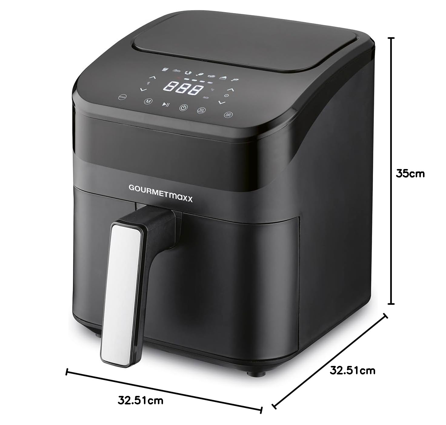 GOURMETmaxx Freidora de aire caliente digital de 4 litros, airfryer con temporizador y pantalla táctil, freidora con funciones y programas versátiles, freidora de ahorro de energía, prácticamente sin