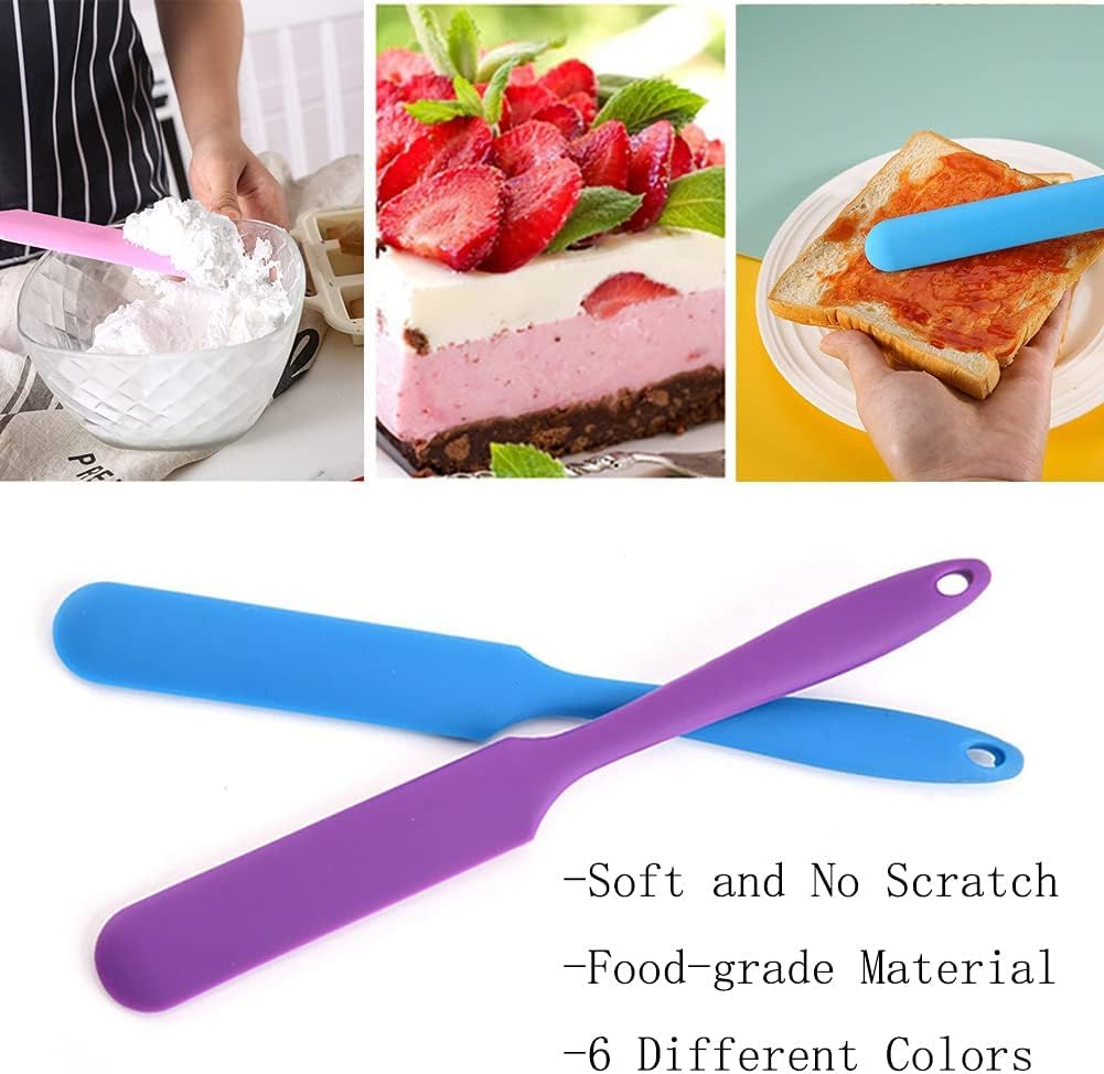KIBBEH 6pcs Silicone Jar Spatulas,Peanut Butter Stirrer,Resistant Cake Cream Butter Spatulas Mixing Batter Scraper,Jar Spatula with Long Handle Heat Resistant - Image 2