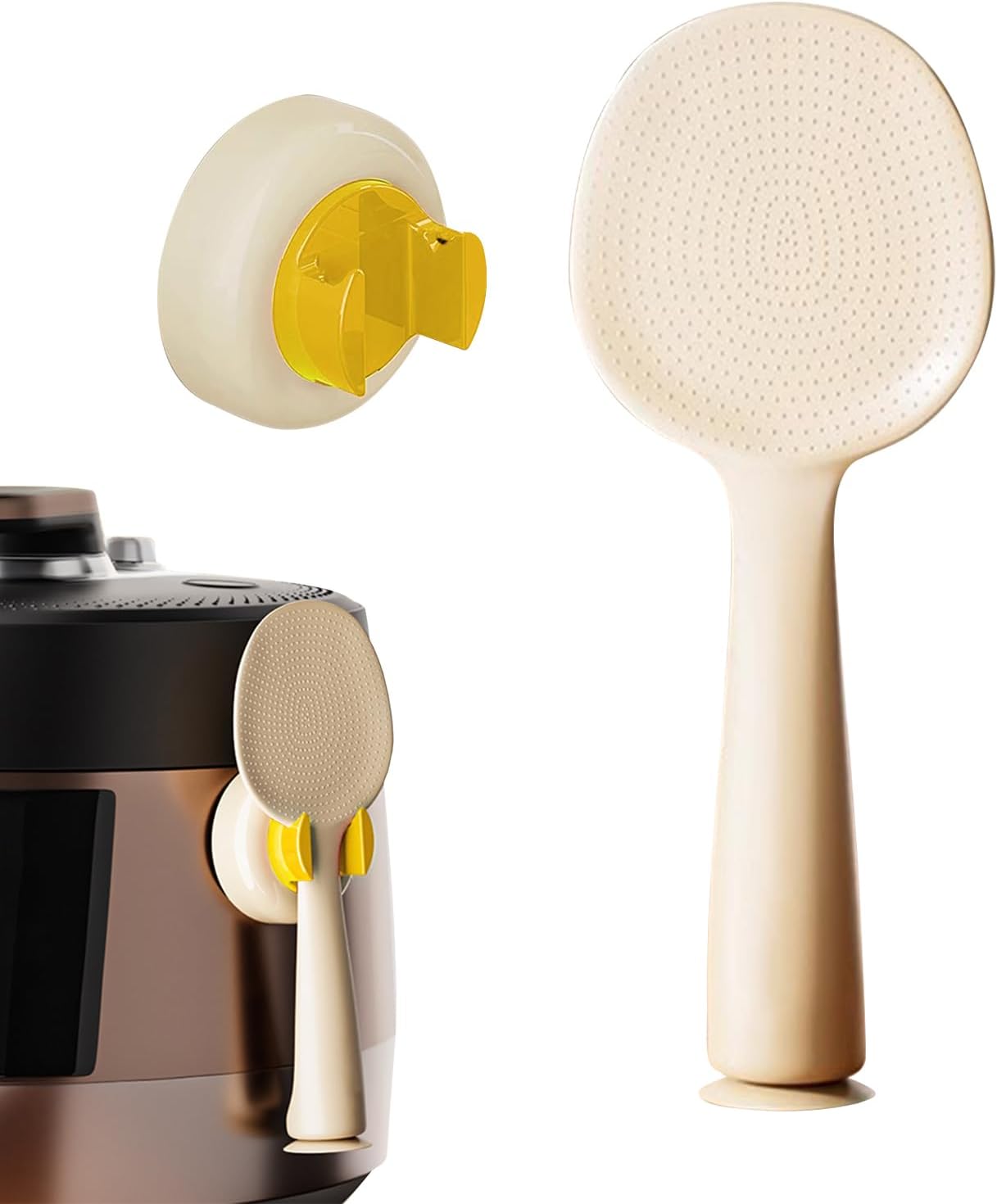 Rice Spoon Paddle Standing,Suction Cup Standing Rice Serving Spoon | Kitchen Gadget Cooker Supplies for Friends Women Girls Boys Family Gatherings