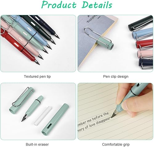 Miniatura 3 de Infinity - Lápiz mágico sin tinta con 8 puntas reemplazables y 2 borradores adicionales, lápiz reutilizable para escribir y dibujar, suministros