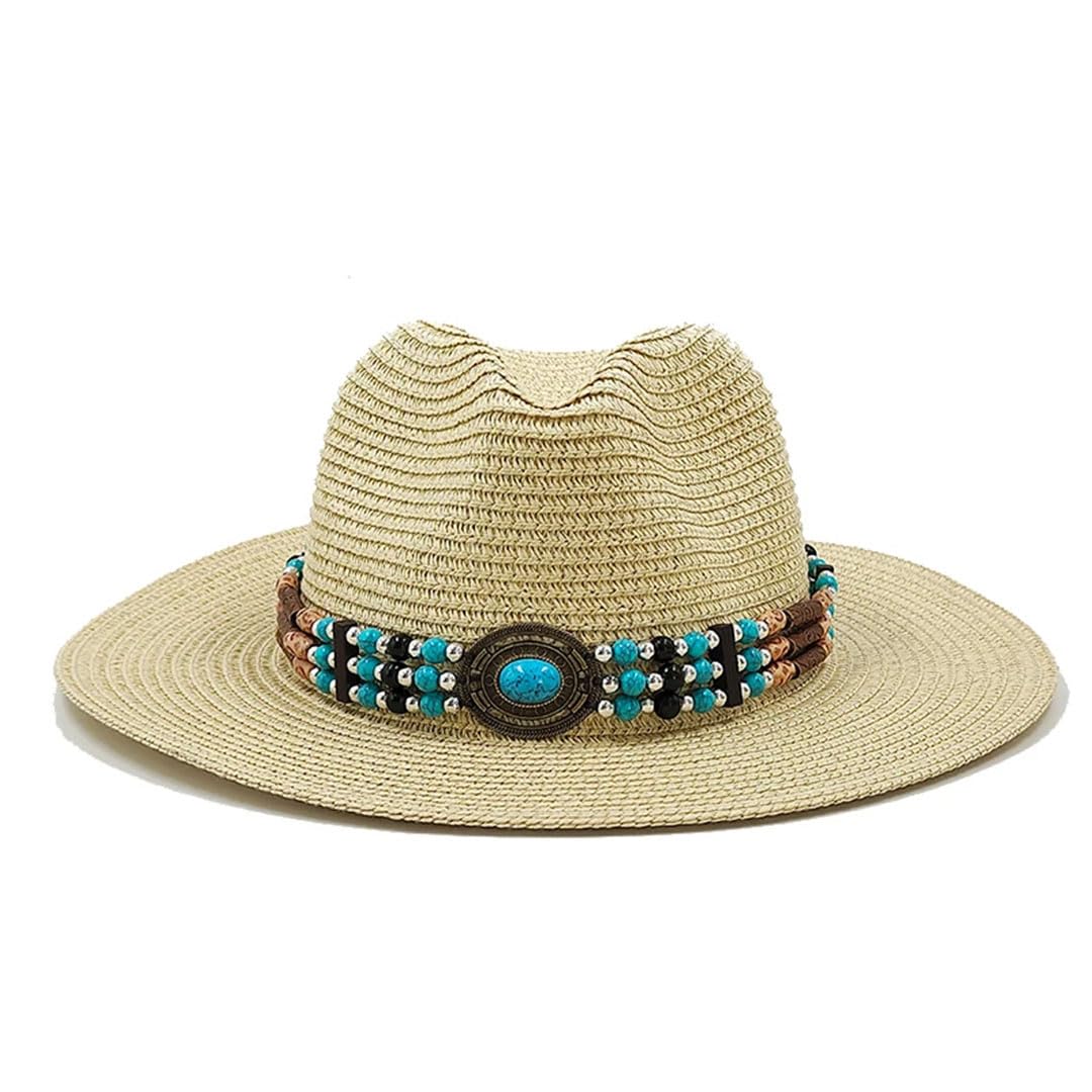 Accessori con Perline Cappello Estivo in Paglia Cappello Classico in Paglia Jazz Cappello da Sole da Viaggio per Donna e Uomo (09 6 3/4)