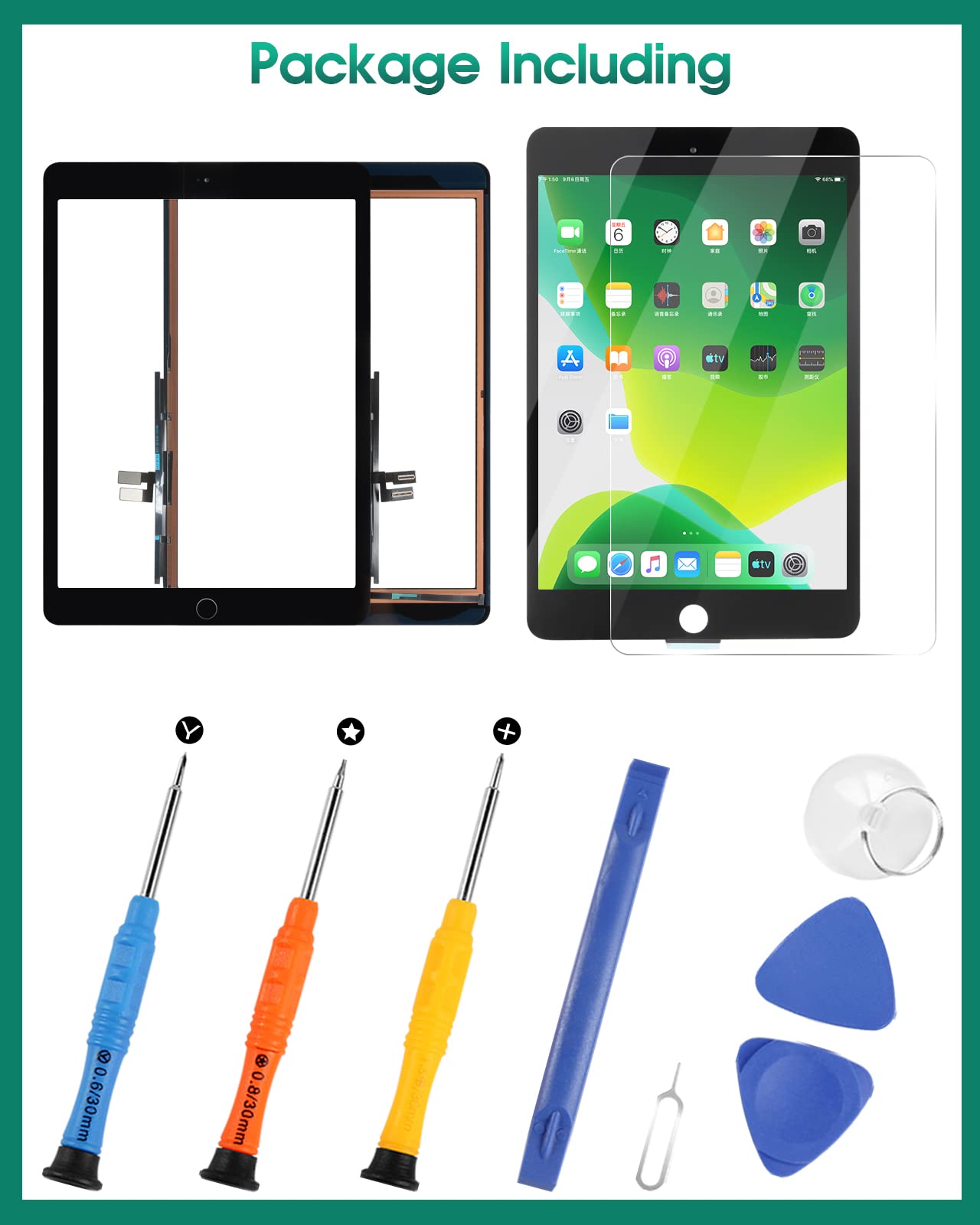 Écran Tactile iPad 7 8 10.2 2019 2020 Digitizer A2197 A2200 A2198 A2232 A2428 A2429 A2270 A2430 Noir