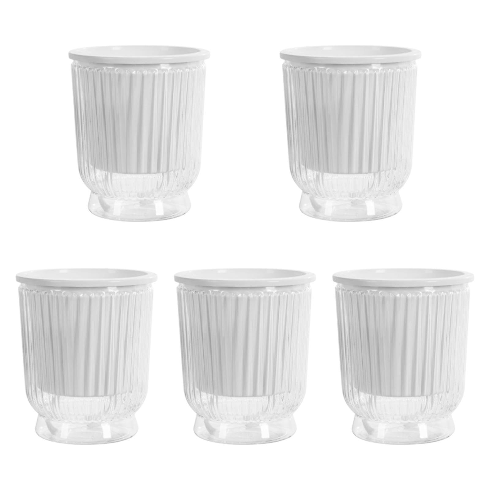 5 Jardinières à Arrosage Automatique, Pots de Fleurs, Pots de Plantes Moderne, Fabriqués en Pet PP de Haute Qualité pour, Clear 12x14.5cm