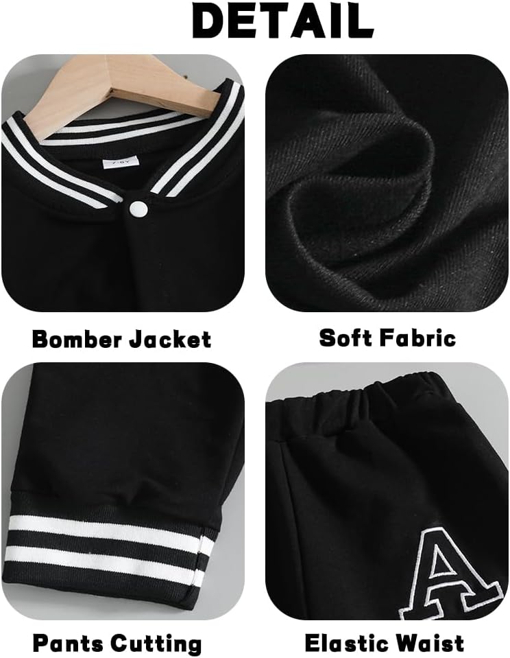 Boys Color Block Button Down Shirt and Jogger Pants Button Up Sweatsuits Sets (Size: 5-12T) - Image 6