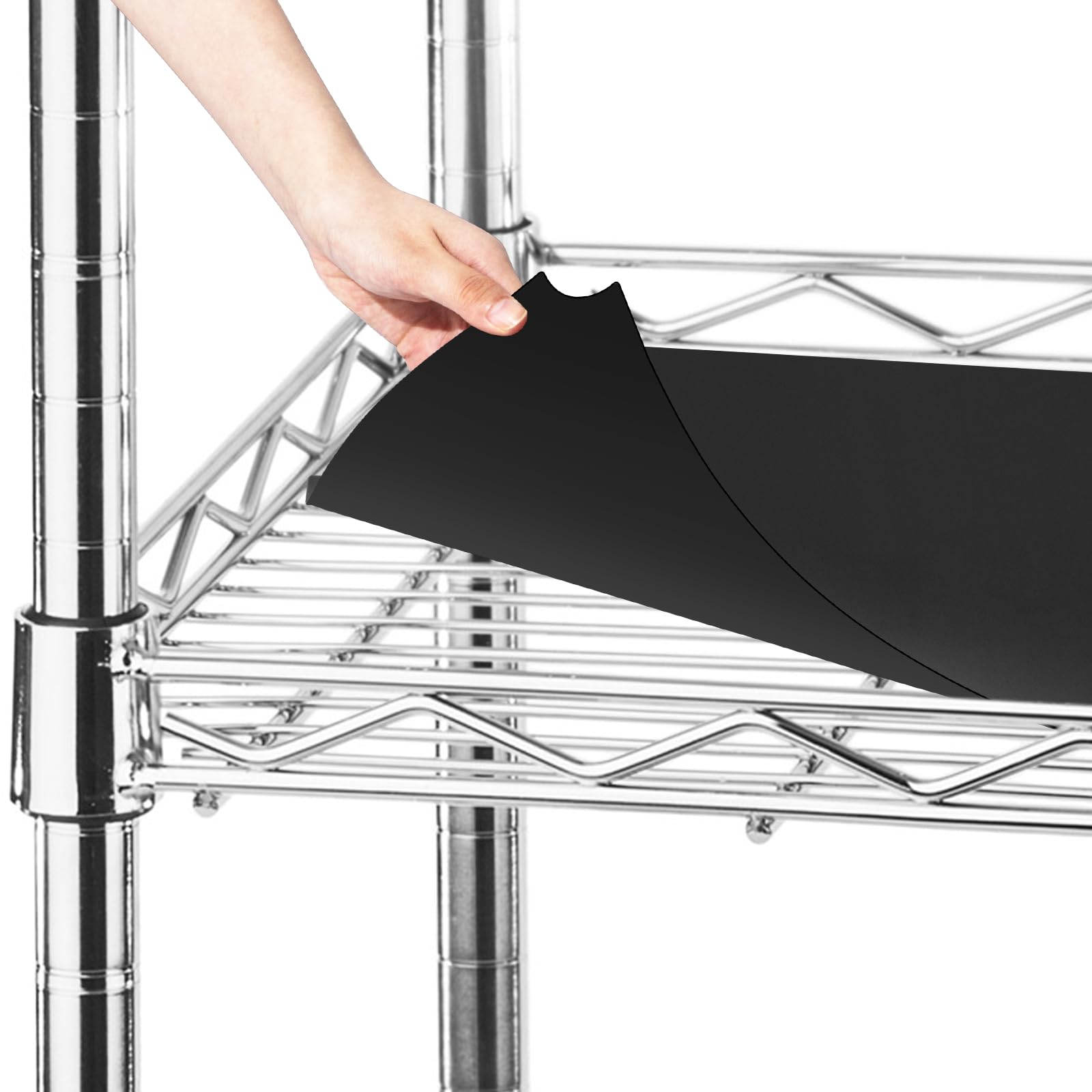 Frienda Set of 5 Wire Shelf Liner 14 x 36 Inch Heavy Duty Shelf Liners Packed Flat for Wire Shelving, Waterproof Non Adhesive Plastic Mat for Metal Rack Kitchen Shelves, Shoe Rack(Black)