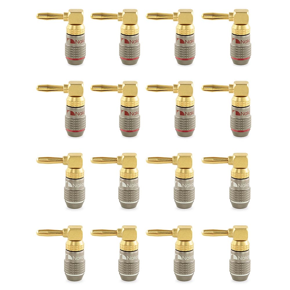 Nakamichi FanLock Excel Series 24k Gold Plated Right-Angle 90 Degree Banana Plugs 10 AWG