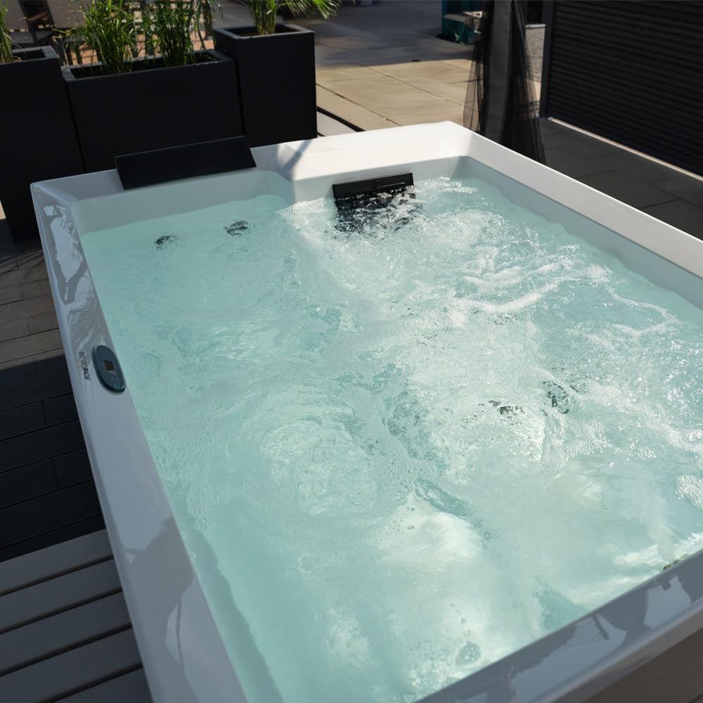 Home Deluxe - Outdoor Whirlpool Nimbus Deluxe - con scale e copertura termica - Dimensioni: 190 x 140 x 70 cm - Incl. riscaldamento, 18 getti massaggianti I vasca idromassaggio esterno per 2 persone