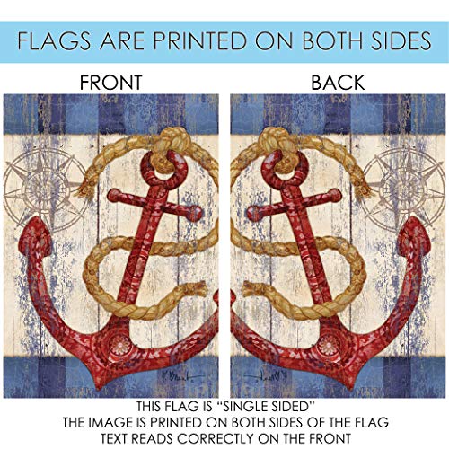 Toland Home Garden 1010001 Rustic Anchor And Compass Boat Flag 28X40 Inch Double Sided Boat Garden Flag For Outdoor House Ship Flag Yard Decoration #TOP4
