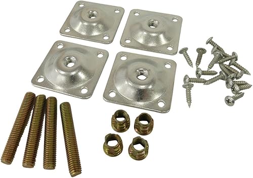 Tech Team #00710, Sofa-Chair Leg Repair Set, Fix Damaged Furniture, Couch, Sofa, Chair, Table, Ottoman, 4 Sets, Hanger Bolt and Screw Hardware