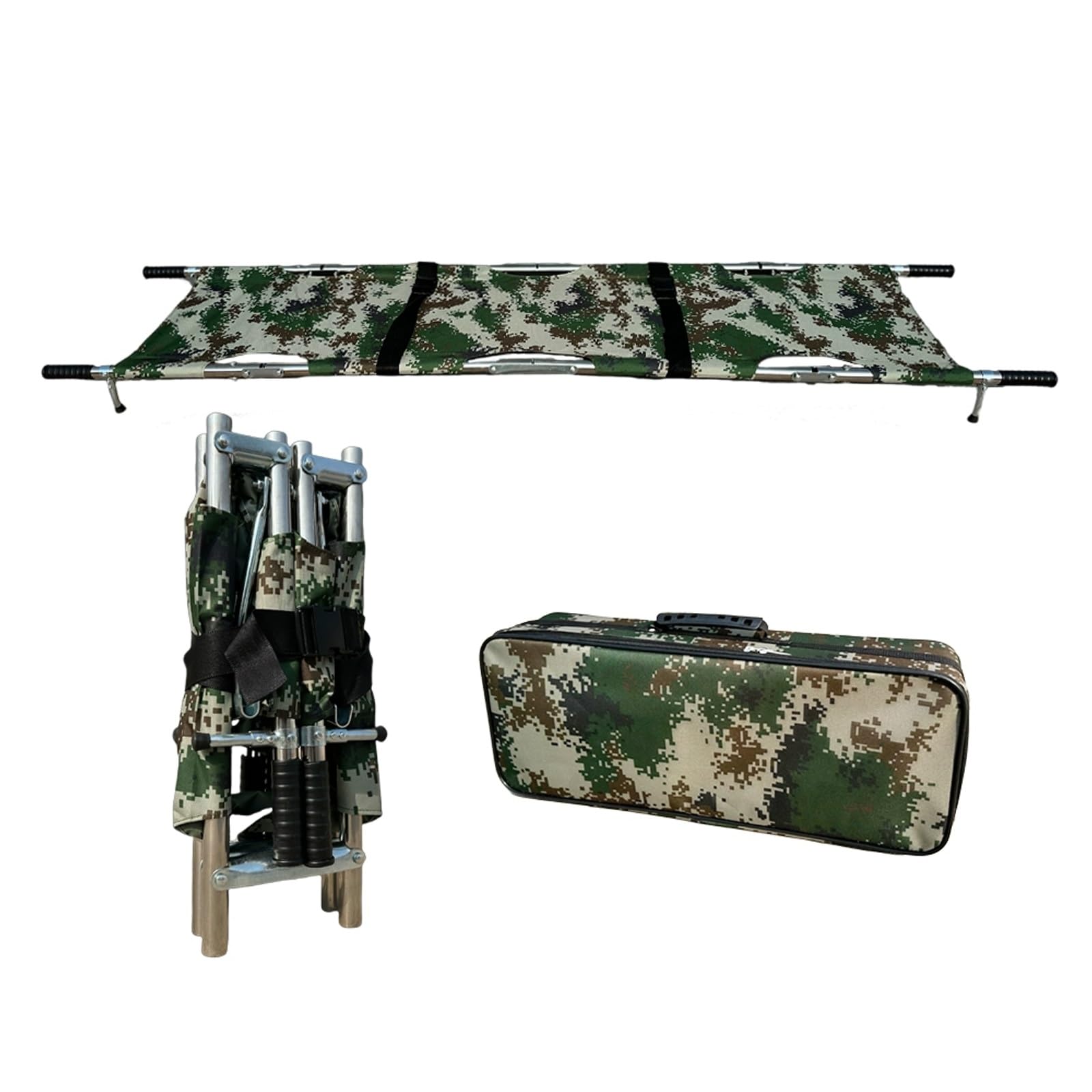 SWENEEN Folding Stretcher For Emergencies,Portable Emergency Stretcher Stretcher,Dustproof Stretcher With Wheels For Patient Transportation,Checkerboard camouflage