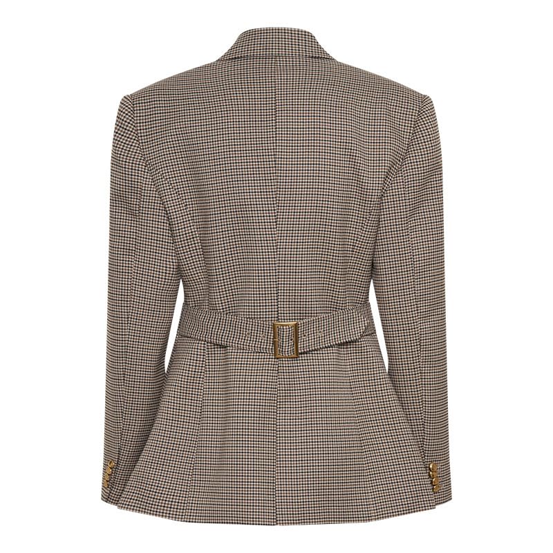 utcoco Women's Work Office Suit Jacket Notch Lapel 3 Button Blazer Houndstooth Plaid Jackets2
