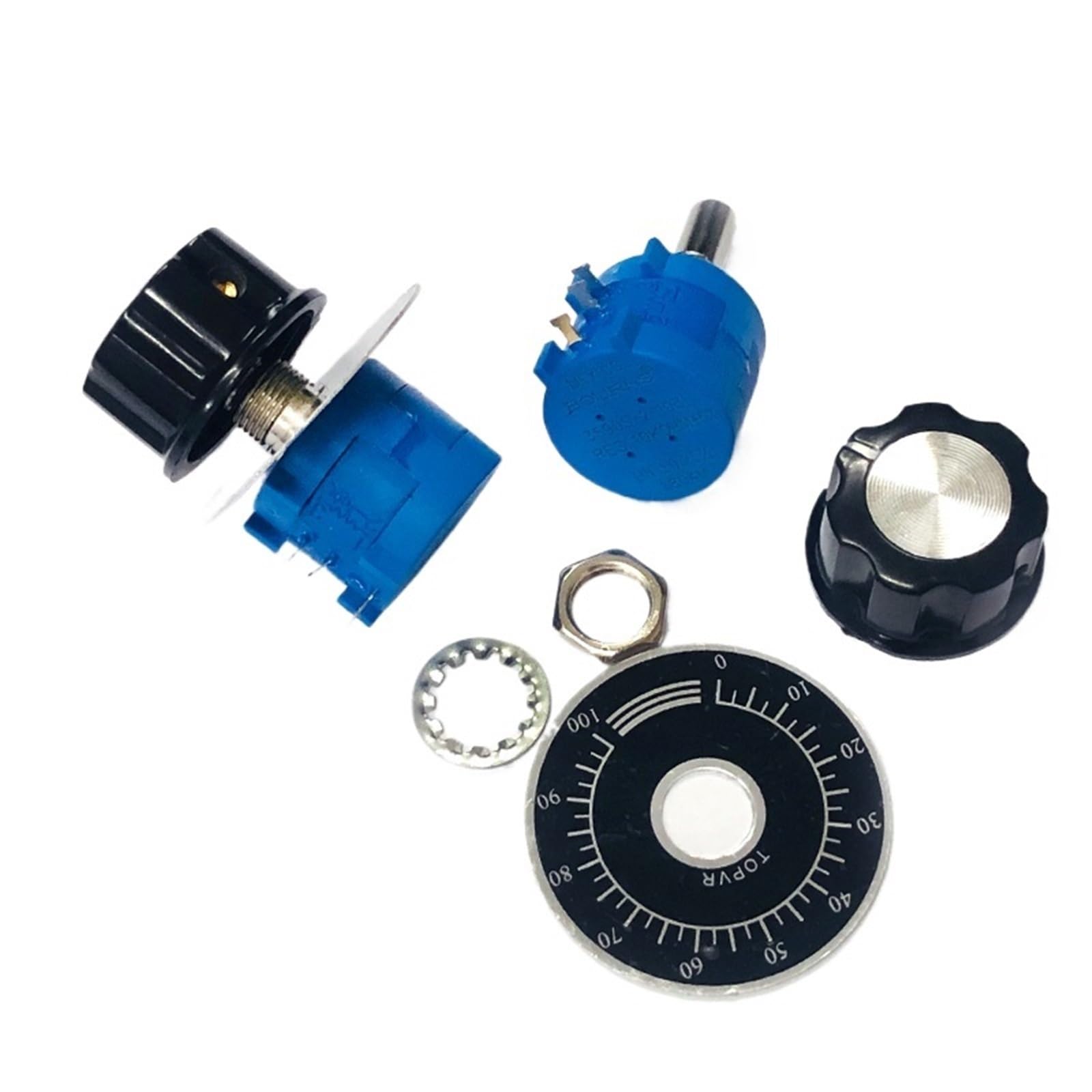Kit de potenciómetro ajustable multivuelta 3590S con tapa de perilla 2W 3590S-2-103L 500 1K 2K 5K 20K 50K 100K Ohm Resistencia bobinada(500 Ohm)