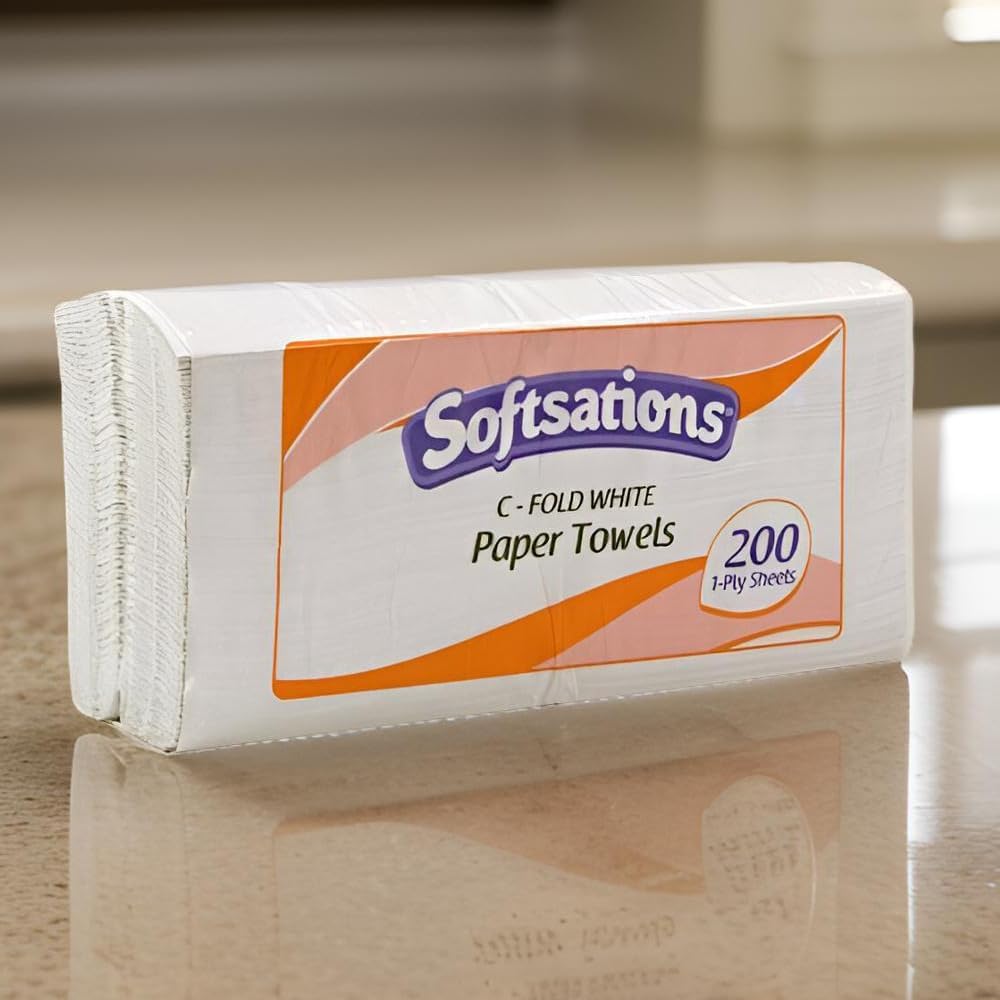 Premium C-Fold White Paper Towels - 1-Ply (1 Pack of 200 Sheets) - Ideal for Any Event or Celebration image 3