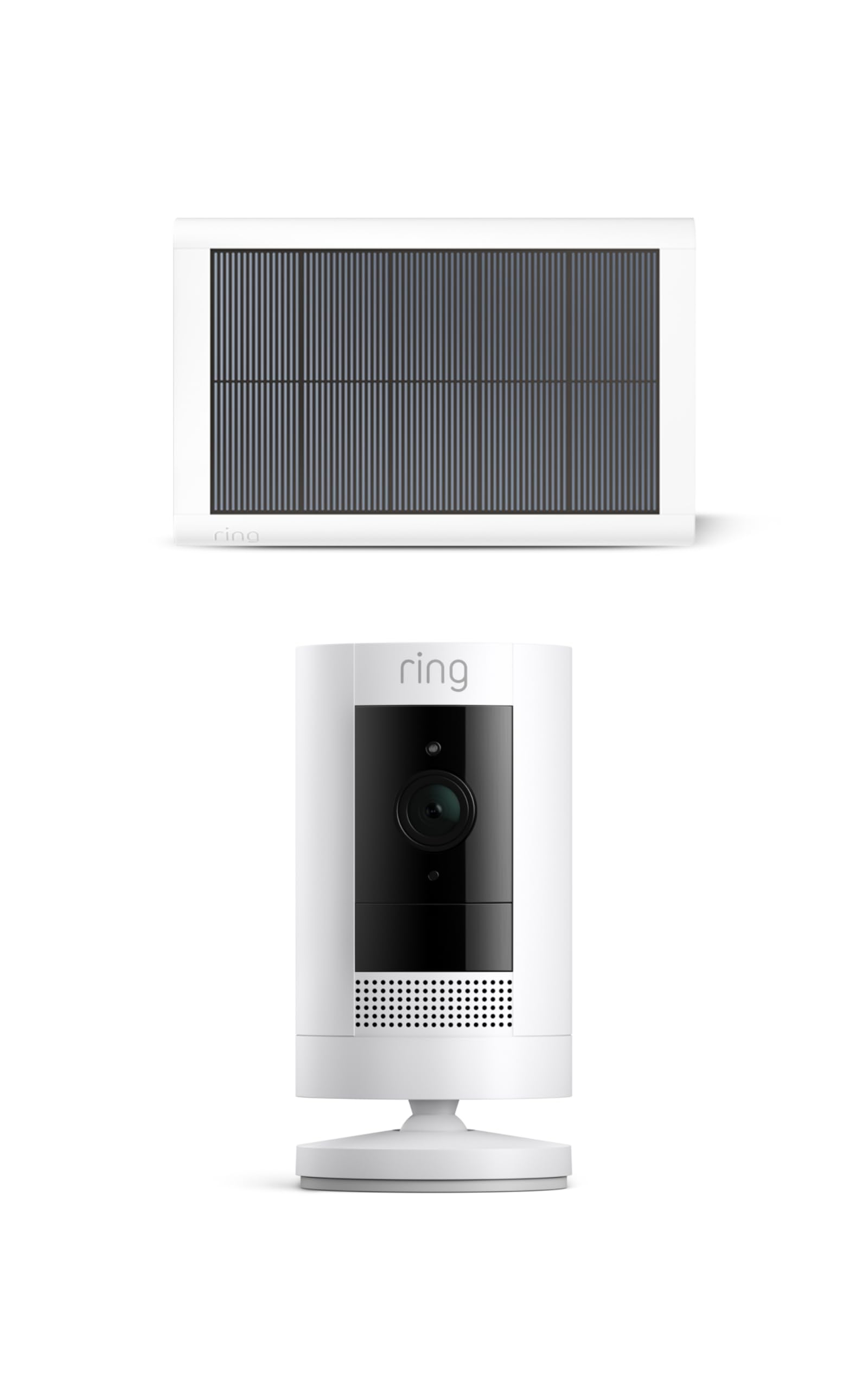 Ring Cámara exterior solar (Stick Up Cam) | Cámara de vigilancia wifi HD para tu domicilio con vídeo 1080p HD, comunicación bidireccional, instalación fácil | 30 días gratis de Ring Home