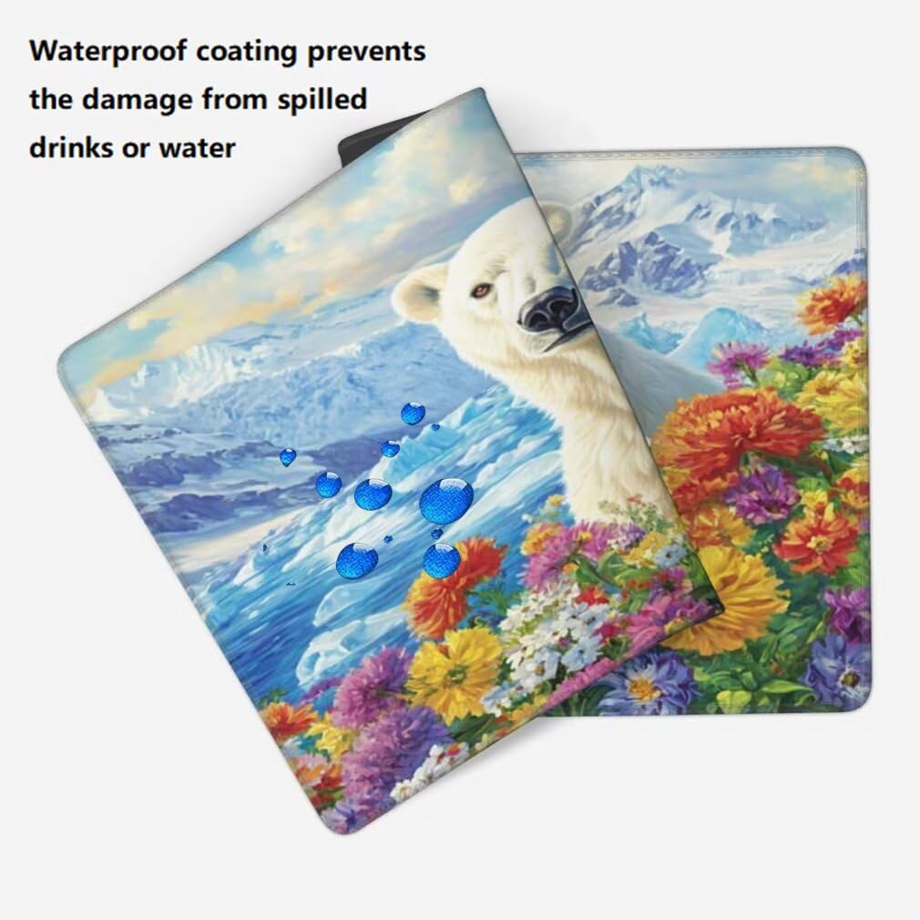 Tappetino Mouse XXL 1000x500mm Orso Polare Grande Mouse Pad, Tappetino Scrivania con Bordi Cuciti, Grande Mousepad Gaming con Base Antiscivolo per Giocatori, Ufficio e Casa (Floreale) -MP1592