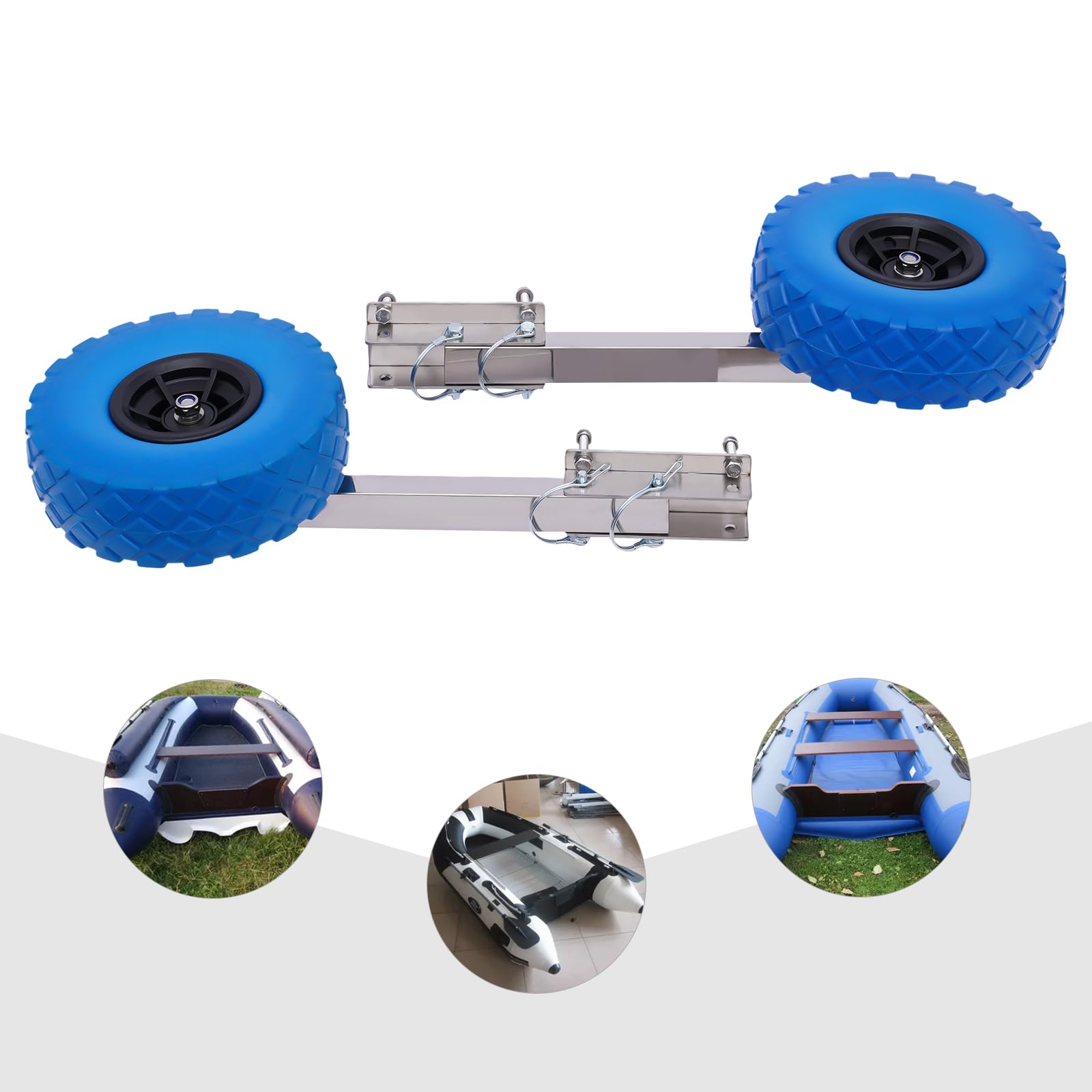 Ruote di lancio, capacità di carico 150 kg, ruote di lancio gonfiabili, carrello per il trasporto di kayak, canoe, paddleboard, tappetini galleggianti