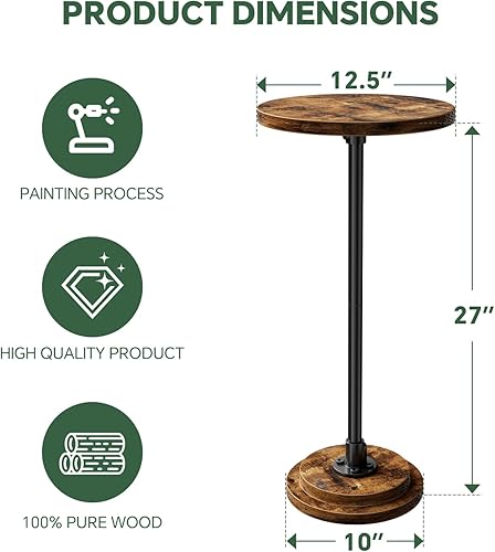 Miniatura 3 de Simple Trending Mesa auxiliar redonda, mesa de bebidas, mesa auxiliar, mesa de centro moderna con patas de madera maciza para sala de estar,