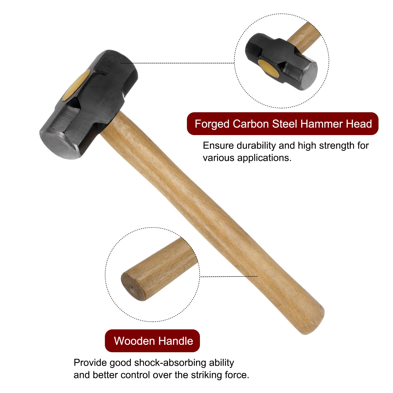 QUARKZMAN 2 Piezas de Martillo de Ingeniero de 2 Lb Golpe Potente Doble Cara Plana Martillo de Forja con Agarre Cómodo para Hogar Mejoras Reparaciones Carpintería, Negro Amarillo