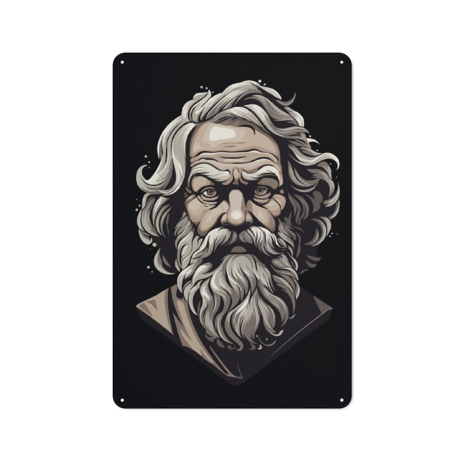 Junmoney Socrates Greek Philosopher Metal Wall Sign 30X20cm Featuring For Home Bar Wall, Suited To Bar Sign Collectors