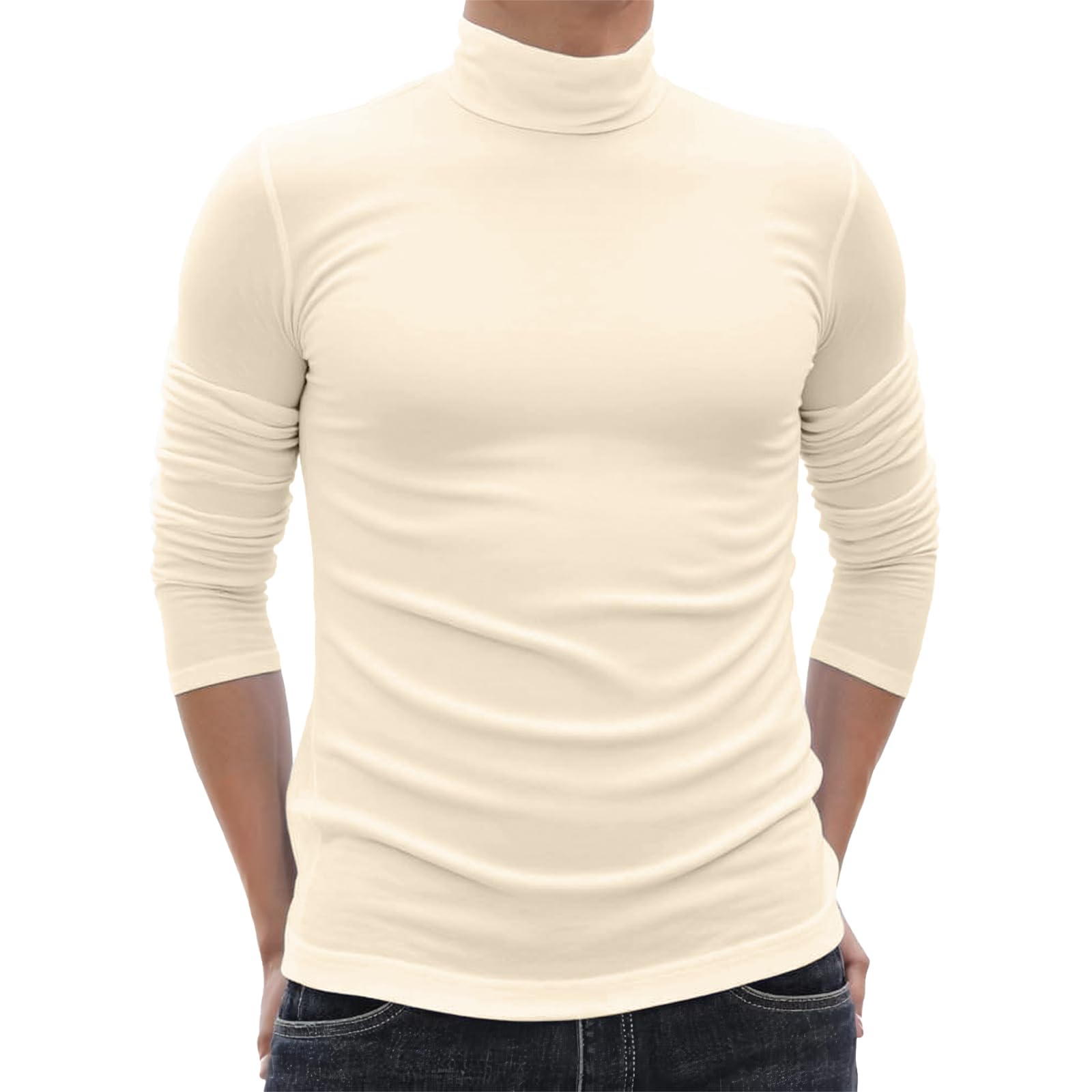 Turtleneck Men Casual Long Sleeve Turtle Neck Compression Shirt