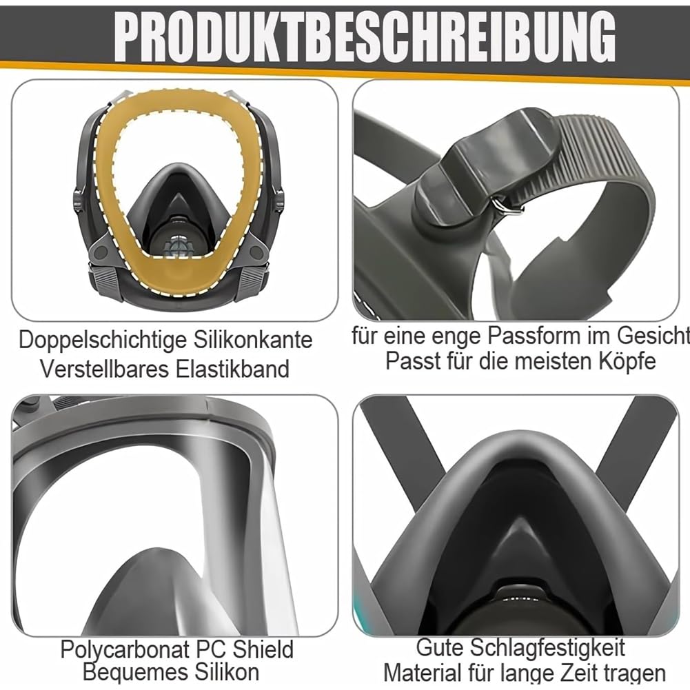 Masques à gaz de survie nucléaire et chimique, masque à gaz avec filtre à charbon actif de 40 mm, masque respiratoire à couverture intégrale