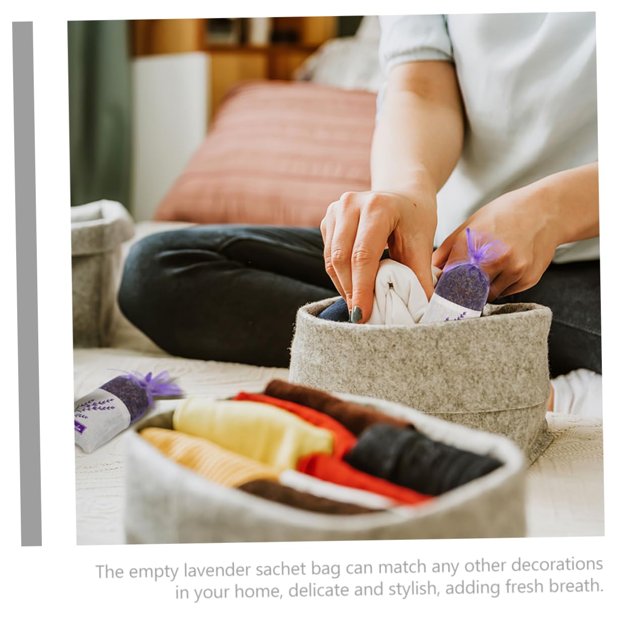 Happyyami 50pcs Lavender Sachet Empty Bags Drawstring Pouches for Home Decor Air