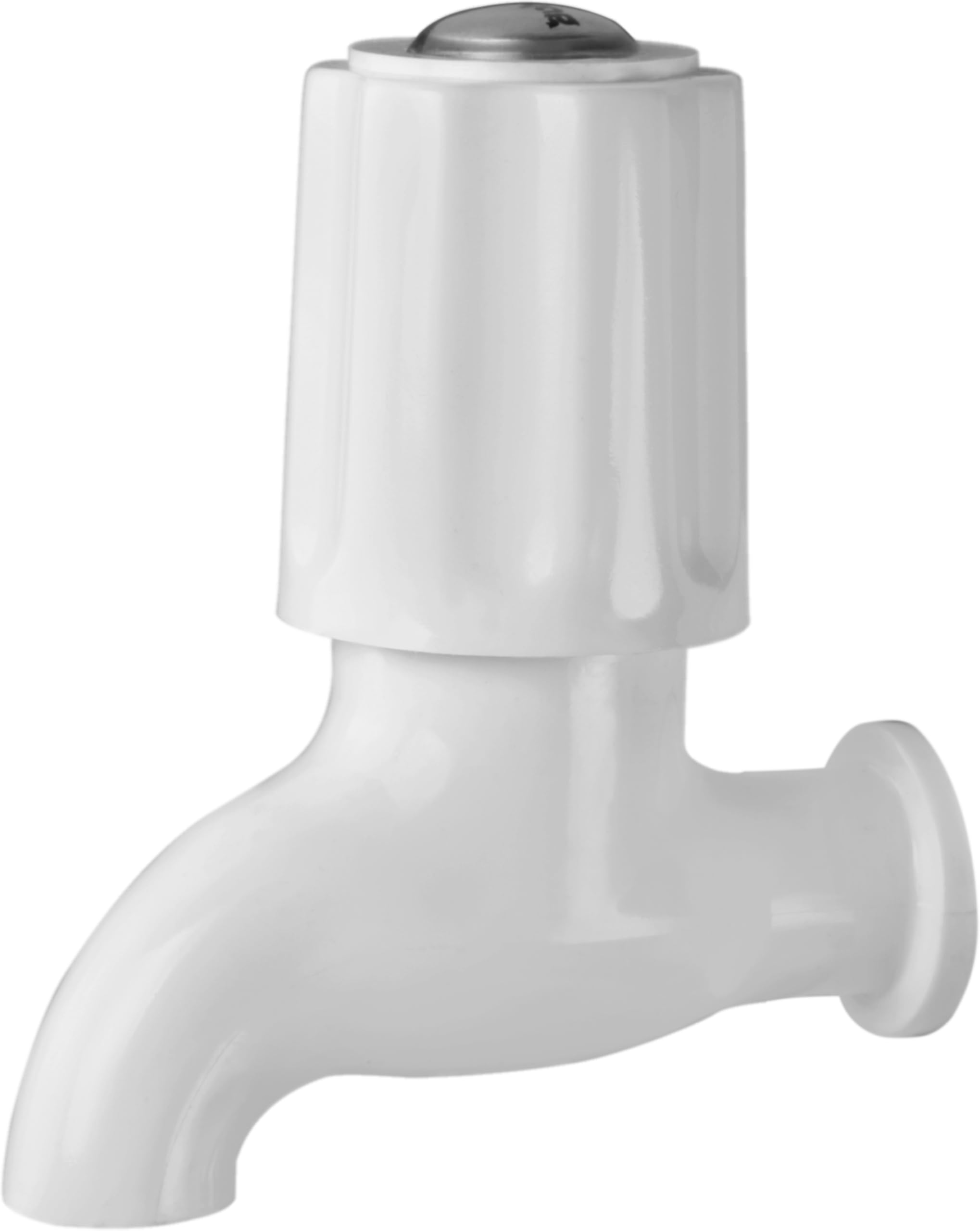 Prayag PTMT Standard Bib Cock 15mm with Flange - White, Durable Polymer Wall Mount Faucet, Lightweight Leakproof Tap, Ideal for Bathroom, Kitchen & Outdoor Use (121-O)-image-49