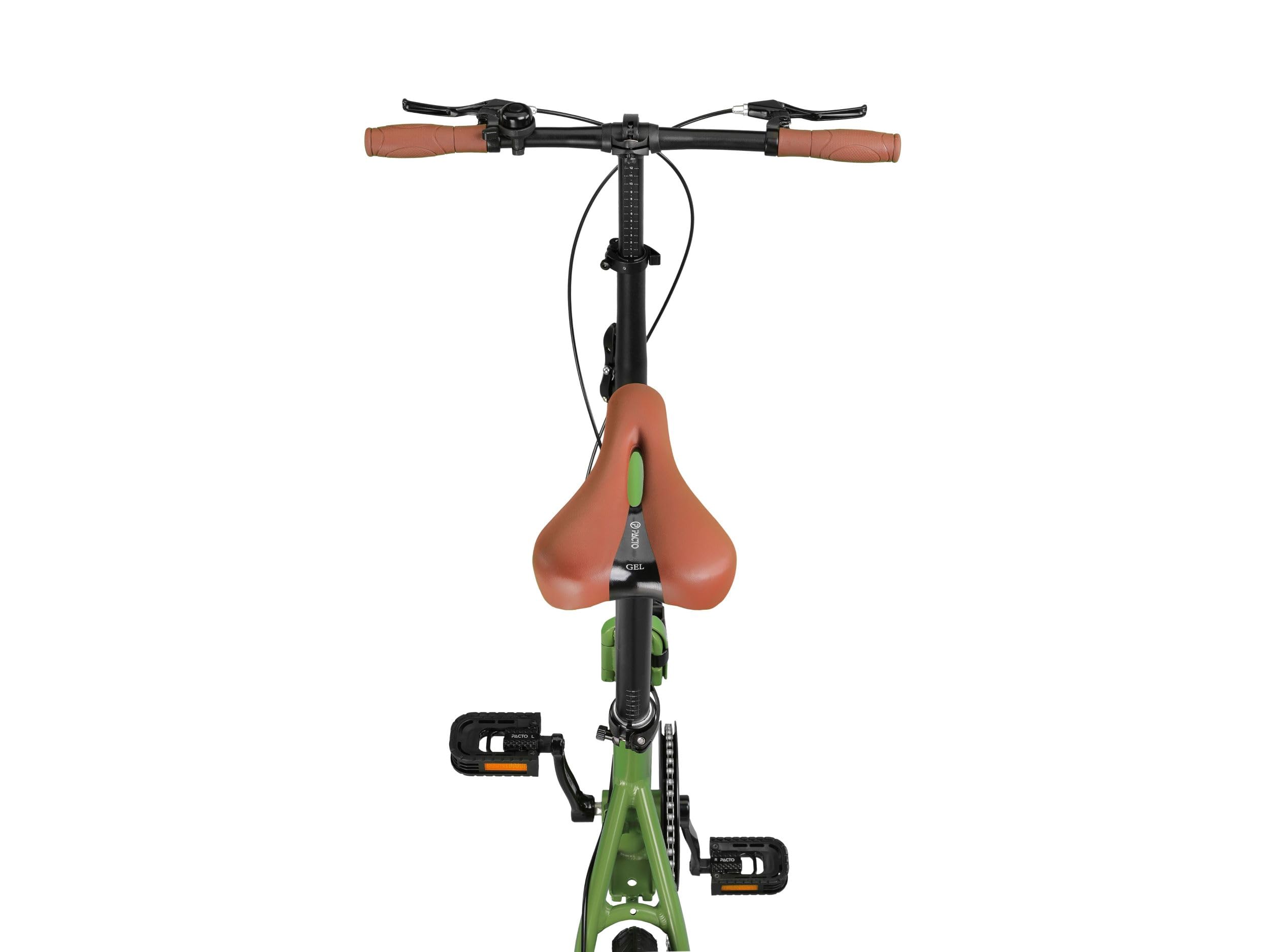 PACTO Vélo pliant 14 pouces de qualité supérieure - Cadre en aluminium léger et portable - Double freins à disque - Vitesse unique - 12 kg - Vélo pliant - Vélo hollandais - Vert