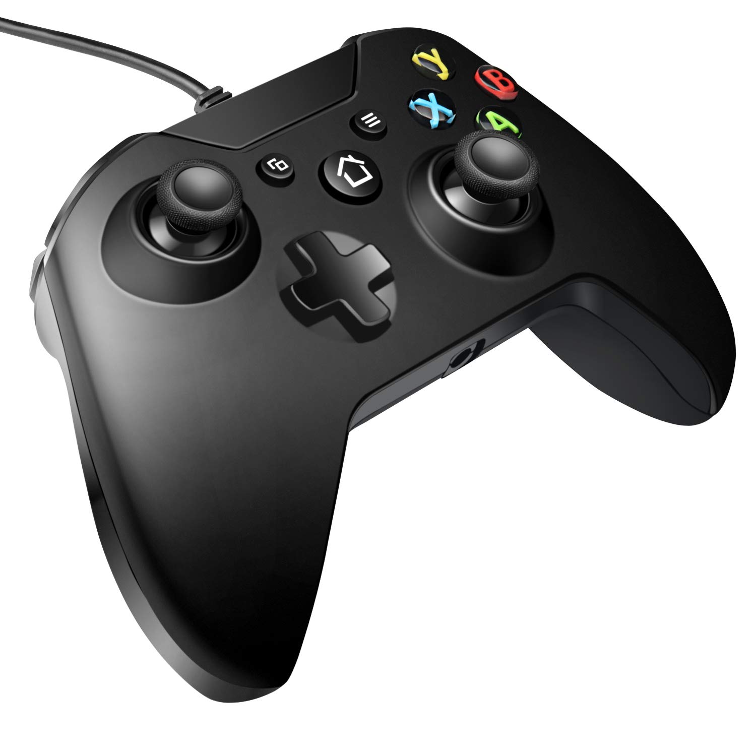 FUXINYA Wired Controller, Compatible with Xbox One/One S/One X/One Elite/Windows 10, PC Gamepad Controller with Headphone Jack [2020 Upgraded Version] (Wired Black)